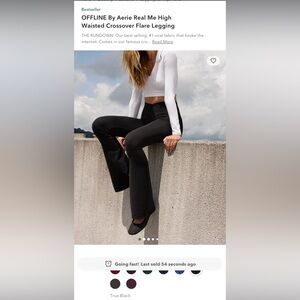 LONG-LENGTH Aerie Black Crossover Flare Leggings - Long Length